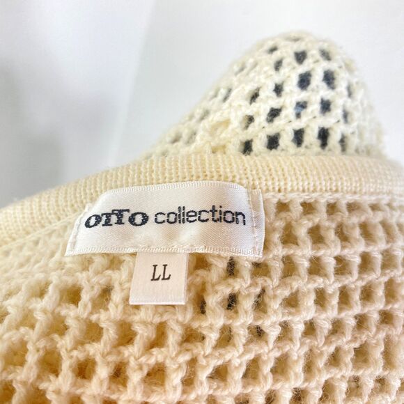 Otto Ivory Crochet Velvet Patchwork Top Large Long Sleeves Romantic Boho Whimsy - Picture 11 of 12